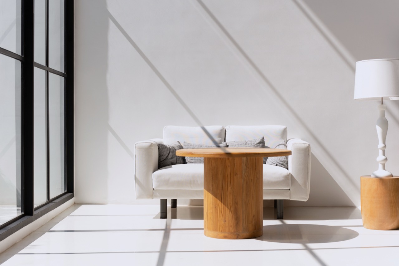 Sunlit, spotless living room in a Los Angeles short-term rental